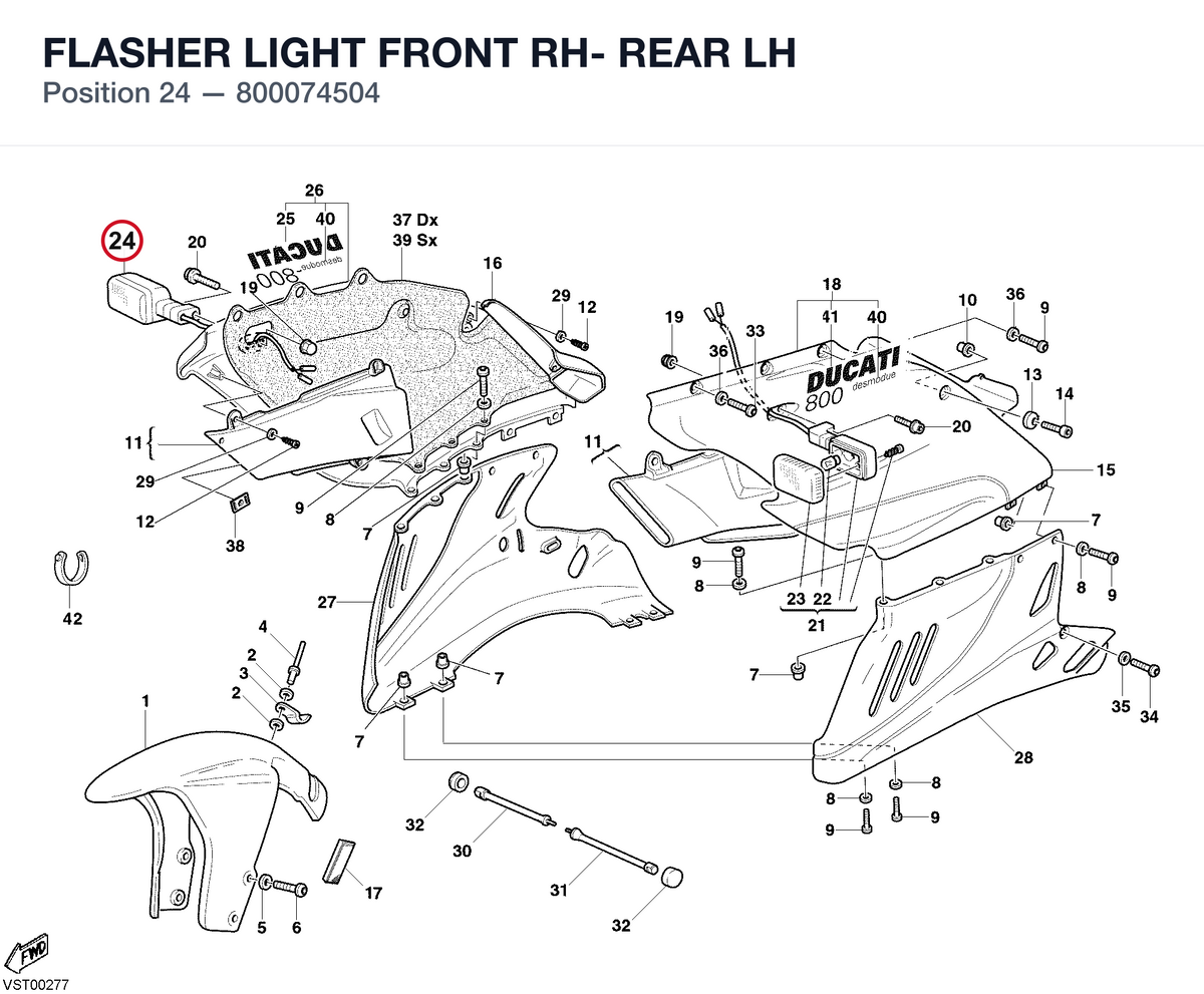 FLASHER LIGHT FRONT RH- REAR LH 800074504 diagram position