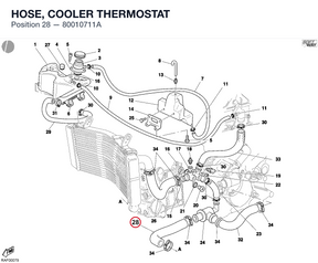 HOSE, COOLER THERMOSTAT 80010711A diagram position