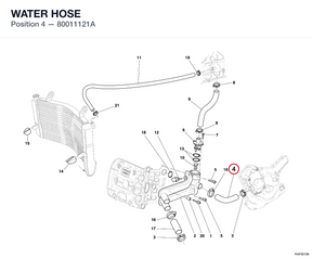 WATER HOSE 80011121A diagram position