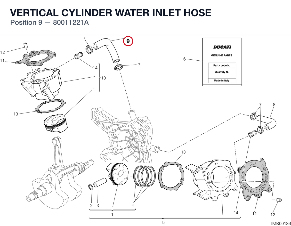 VERTICAL CYLINDER WATER INLET HOSE 80011221A diagram position