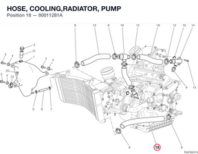 HOSE, COOLING,RADIATOR, PUMP 80011281A diagram position
