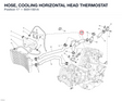 HOSE, COOLING HORIZONTAL HEAD THERMOSTAT 80011501A diagram position
