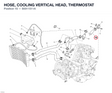 HOSE, COOLING VERTICAL HEAD, THERMOSTAT 80011511A diagram position
