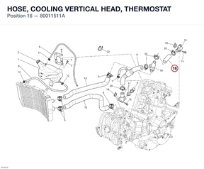 HOSE, COOLING VERTICAL HEAD, THERMOSTAT 80011511A diagram position