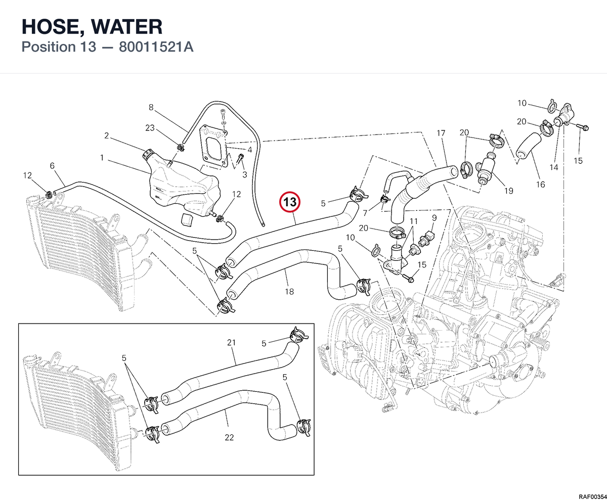 HOSE, WATER 80011521A diagram position