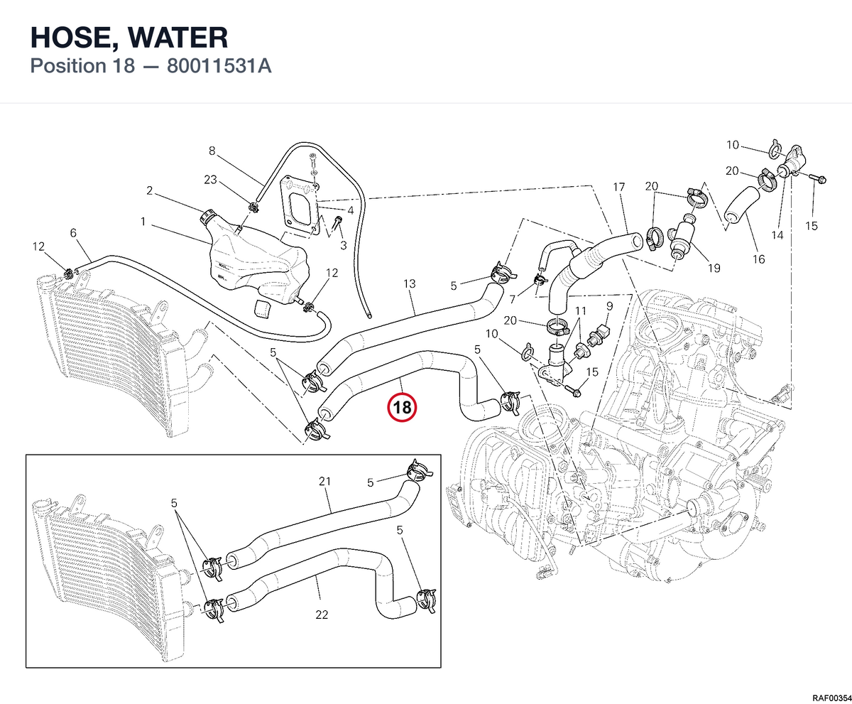 HOSE, WATER 80011531A diagram position