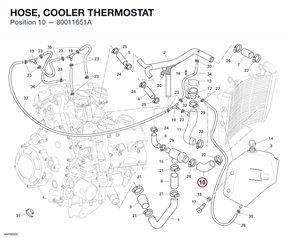 HOSE, COOLER THERMOSTAT 80011651A diagram position