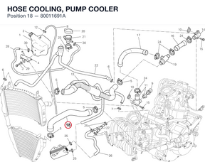 HOSE COOLING, PUMP COOLER 80011691A diagram position