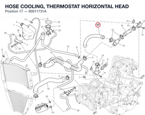 HOSE COOLING, THERMOSTAT HORIZONTAL HEAD 80011731A diagram position