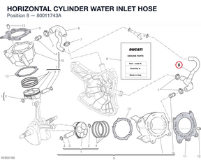 HORIZONTAL CYLINDER WATER INLET HOSE 80011743A diagram position