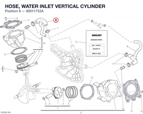 HOSE, WATER INLET VERTICAL CYLINDER 80011752A diagram position