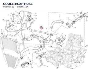 COOLER/CAP HOSE 80011772A diagram position