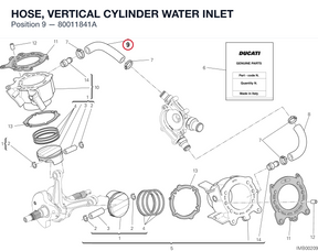 HOSE, VERTICAL CYLINDER WATER INLET 80011841A diagram position