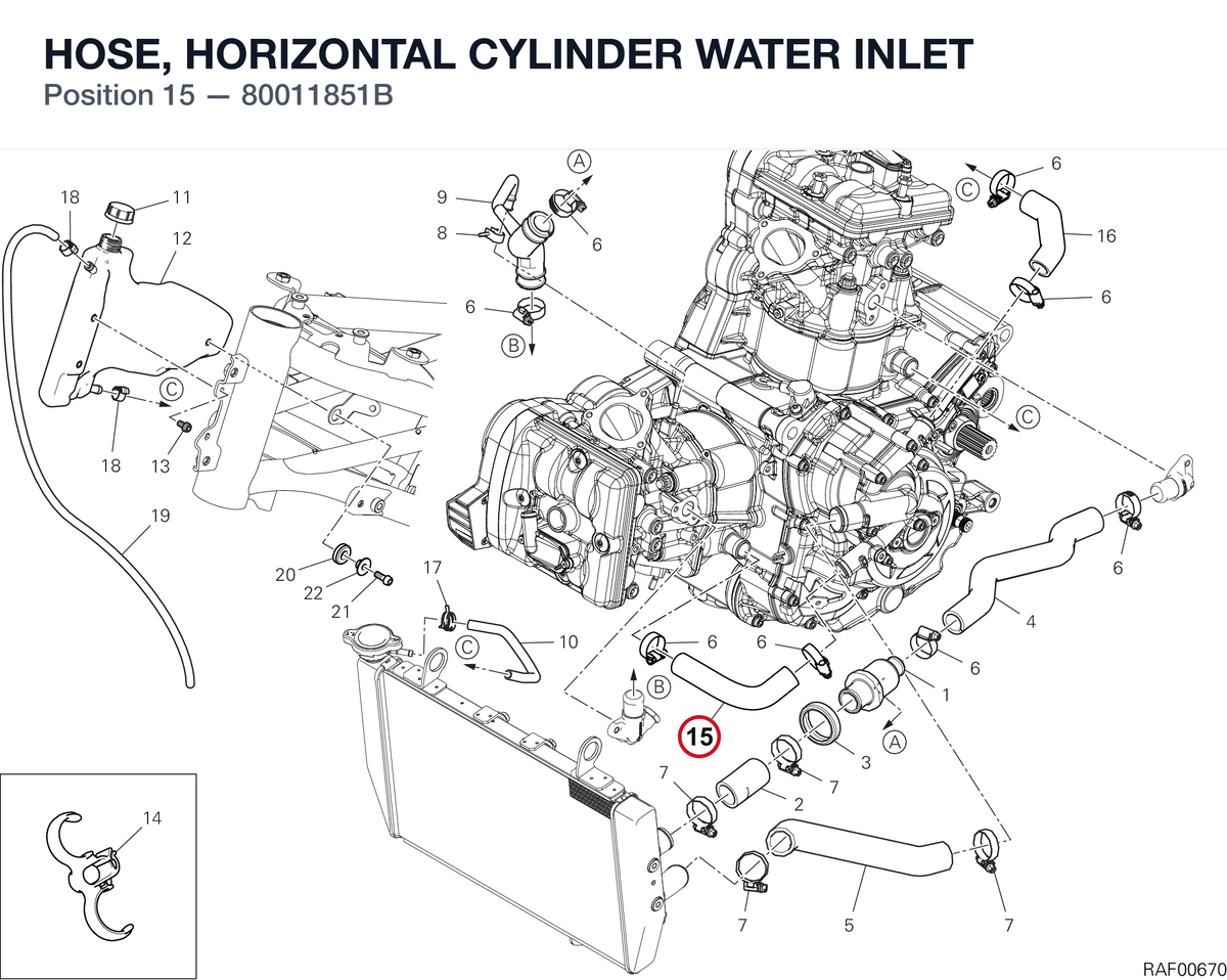 HOSE, HORIZONTAL CYLINDER WATER INLET 80011851B diagram position