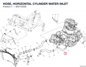 HOSE, HORIZONTAL CYLINDER WATER INLET 80011852B diagram position