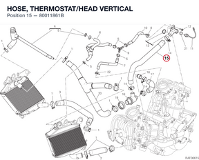 HOSE, THERMOSTAT/HEAD VERTICAL 80011861B diagram position