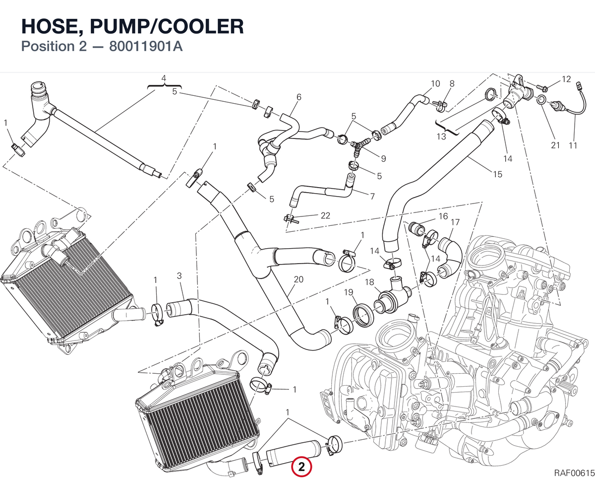 HOSE, PUMP/COOLER 80011901A diagram position