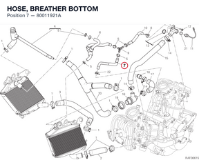 HOSE, BREATHER BOTTOM 80011921A diagram position