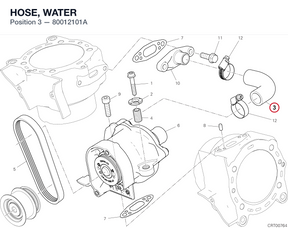 HOSE, WATER 80012101A diagram position