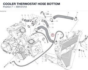 COOLER THERMOSTAT HOSE BOTTOM 80012131A diagram position