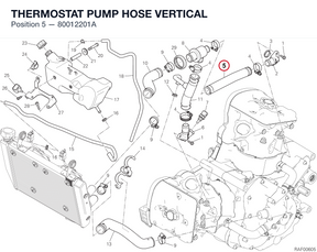 THERMOSTAT PUMP HOSE VERTICAL 80012201A diagram position