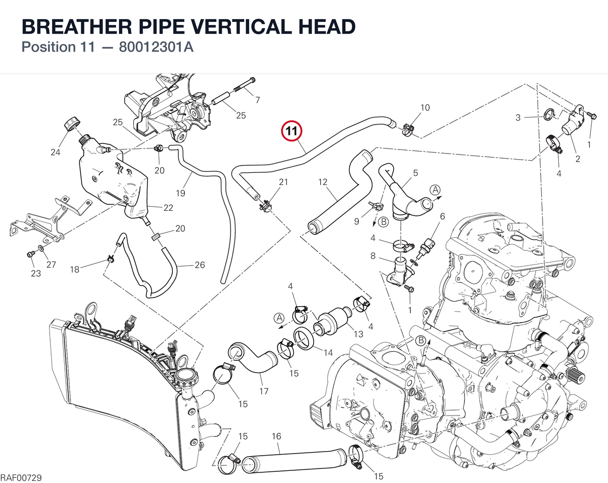 BREATHER PIPE VERTICAL HEAD 80012301A diagram position