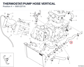 THERMOSTAT/PUMP HOSE VERTICAL 80012371A diagram position