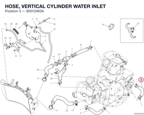 HOSE, VERTICAL CYLINDER WATER INLET 80012483A diagram position