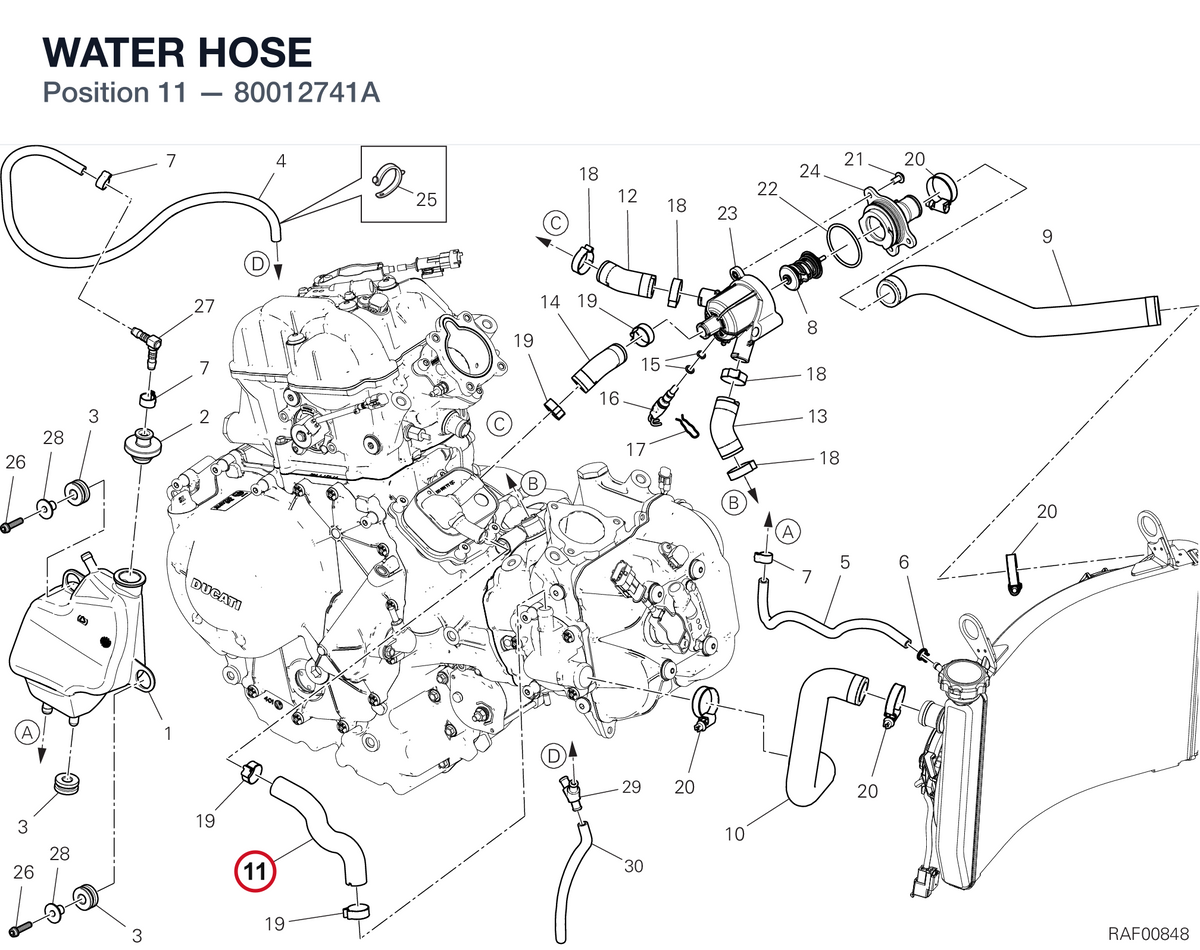 WATER HOSE 80012741A diagram position