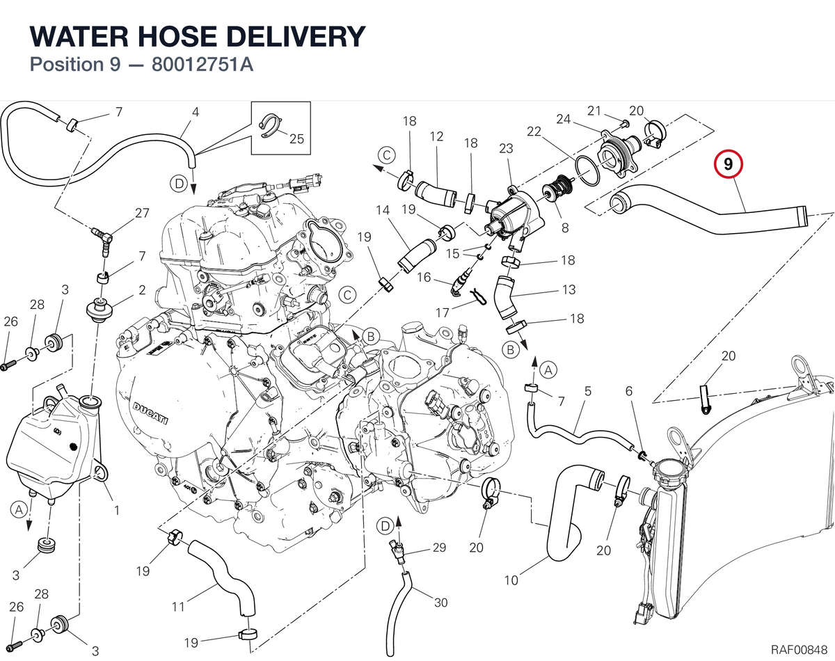 WATER HOSE DELIVERY 80012751A diagram position