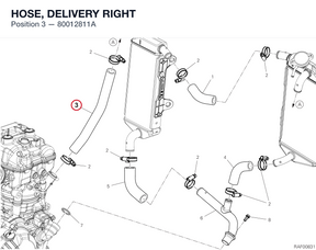 HOSE, DELIVERY RIGHT 80012811A diagram position