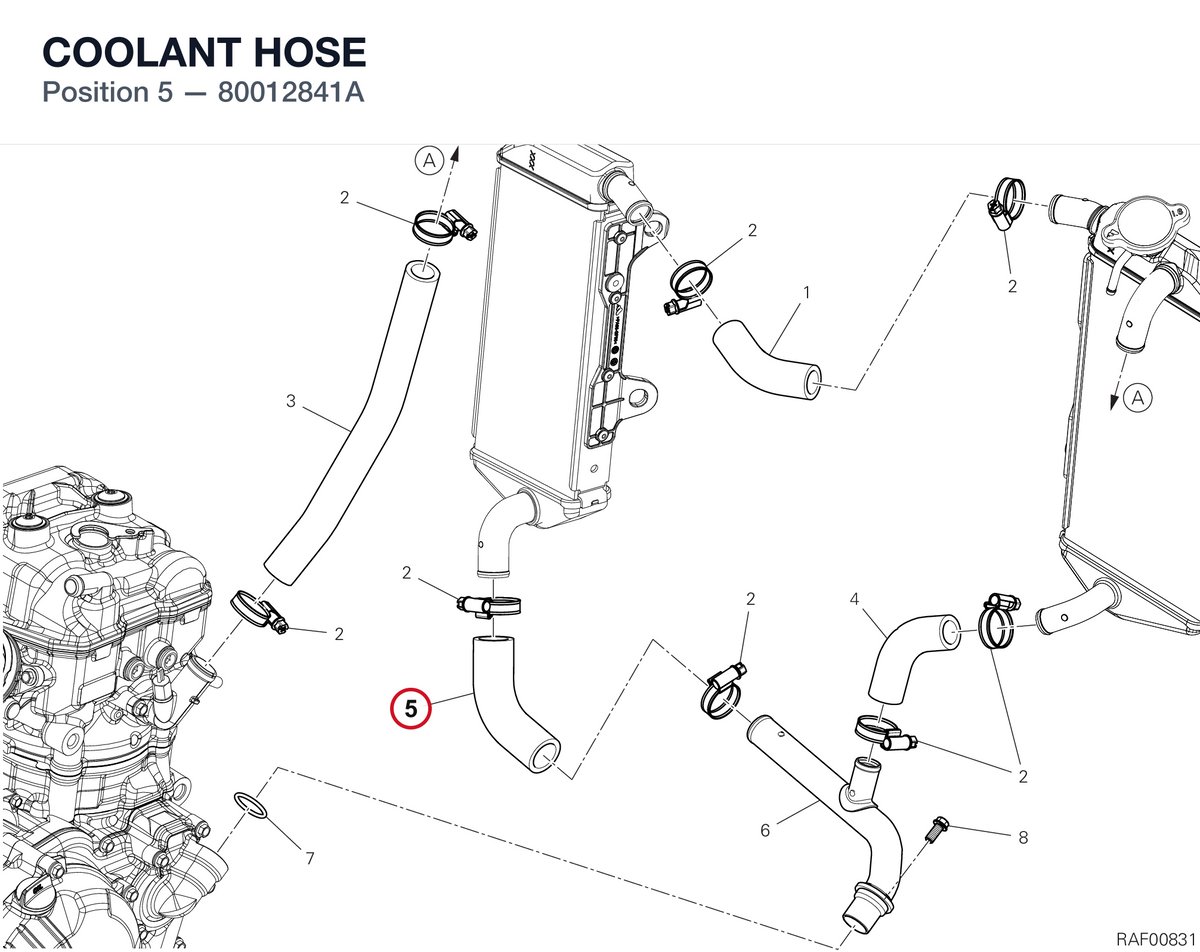 COOLANT HOSE 80012841A diagram position