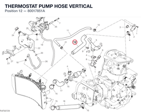 THERMOSTAT PUMP HOSE VERTICAL 80017851A diagram position