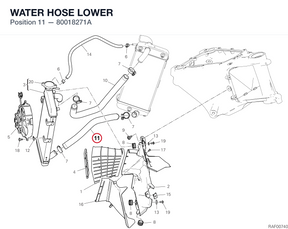 WATER HOSE LOWER 80018271A diagram position