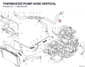 THERMOSTAT/PUMP HOSE VERTICAL 80018312A diagram position