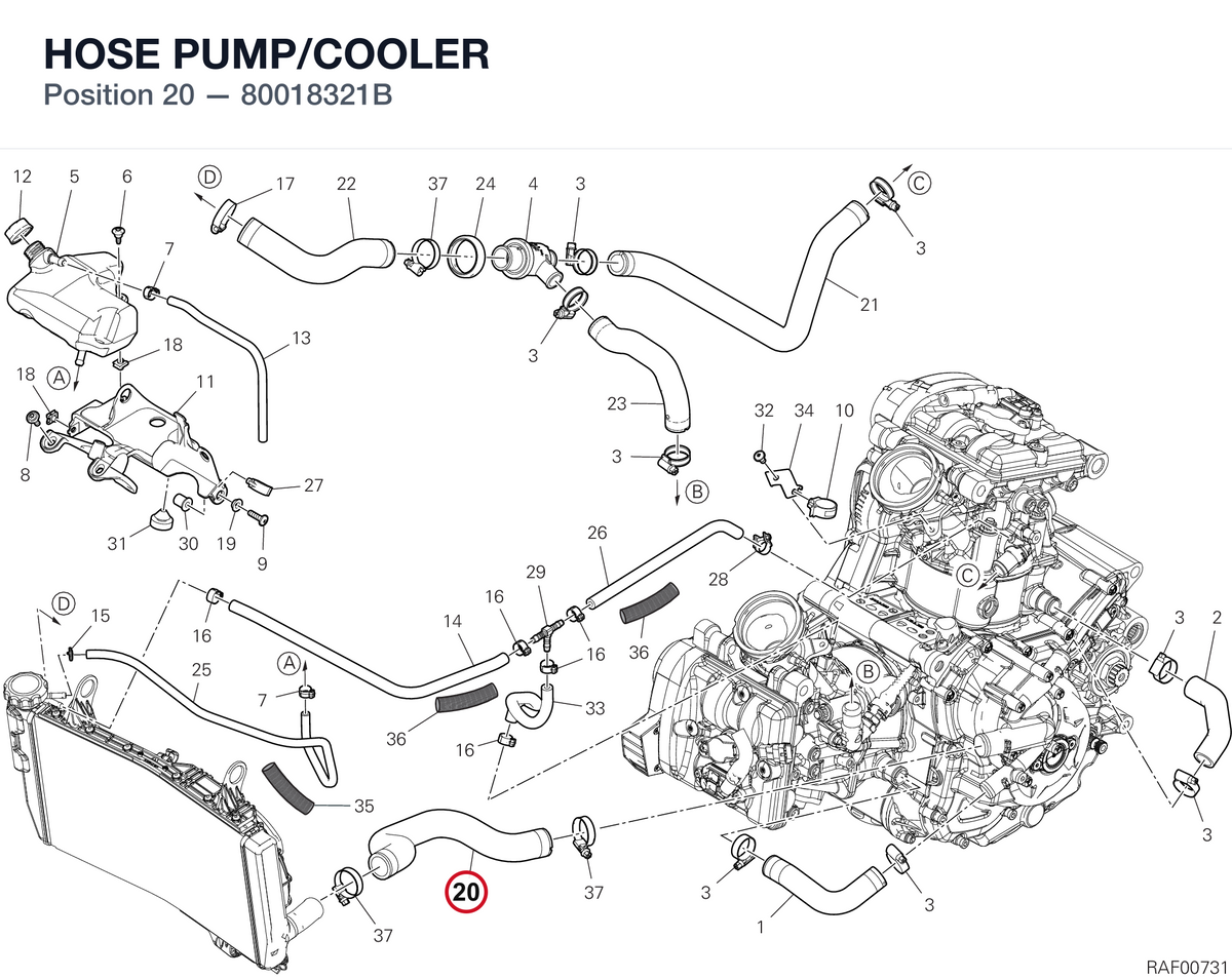 HOSE PUMP/COOLER 80018321B diagram position