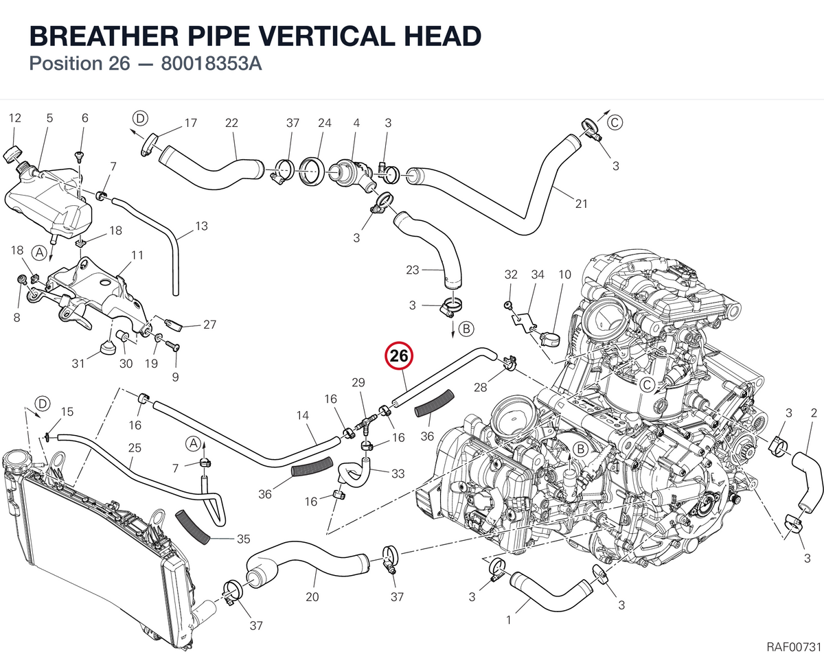 BREATHER PIPE VERTICAL HEAD 80018353A diagram position
