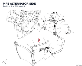 PIPE ALTERNATOR SIDE 80018641A diagram position
