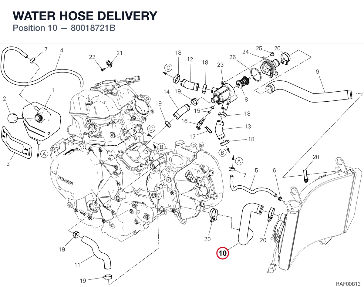 WATER HOSE DELIVERY 80018721B diagram position