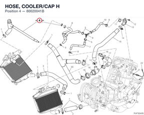 HOSE, COOLER/CAP H 80020041B diagram position