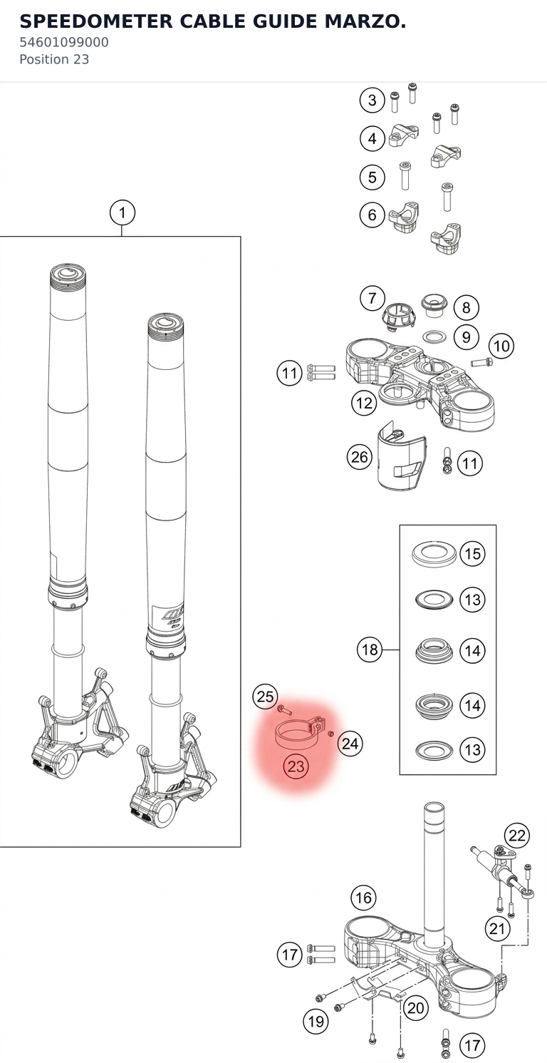 Diagram preview: SPEEDOMETER CABLE GUIDE MARZO. (54601099000)