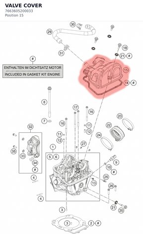 Diagram preview: VALVE COVER (7663605200033)