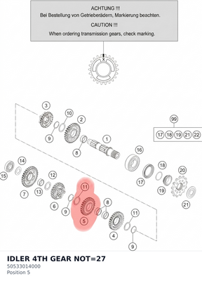 Diagram preview: IDLER 4TH GEAR NOT=27 (50533014000)