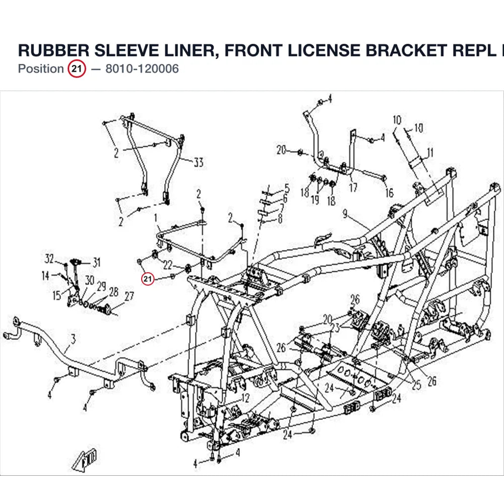 RUBBER SLEEVE LINER, FRONT LICENSE BRACKET REPL BY 5020-031002 product image