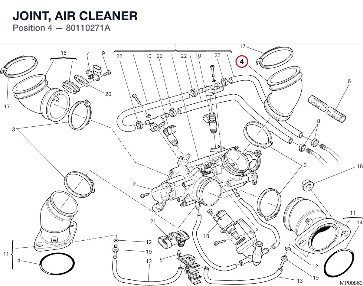 JOINT, AIR CLEANER 80110271A diagram position