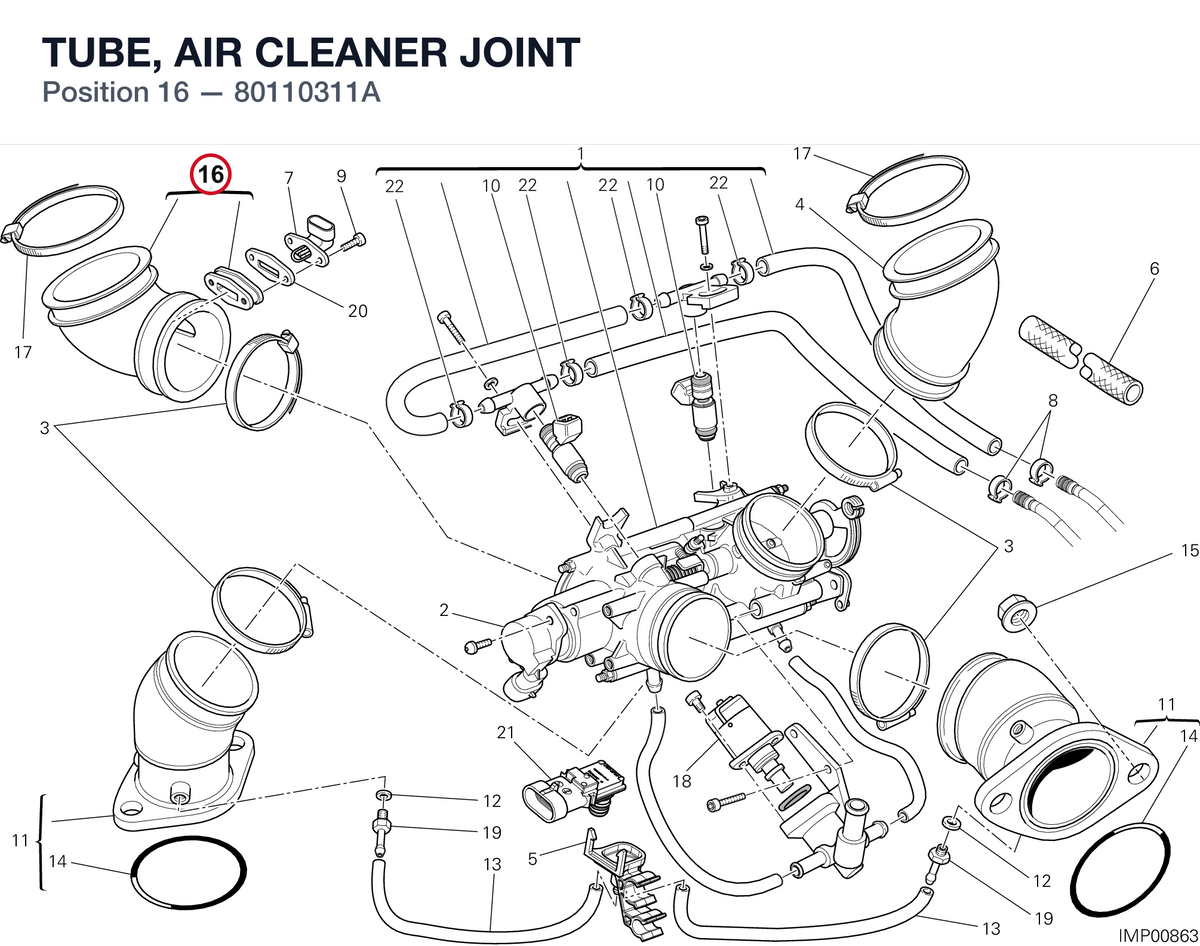 TUBE, AIR CLEANER JOINT 80110311A diagram position