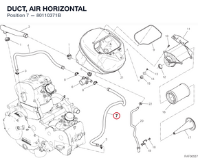 DUCT, AIR HORIZONTAL 80110371B diagram position