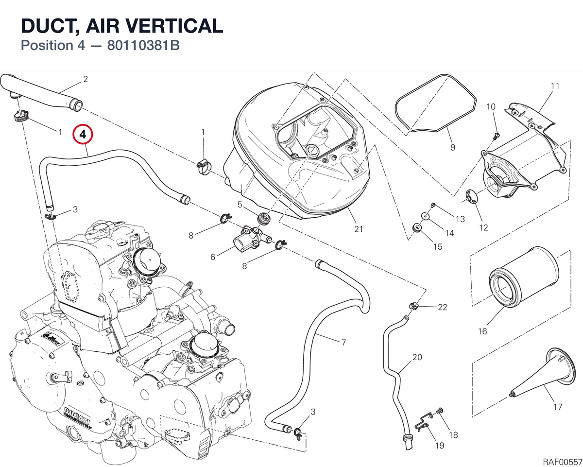 DUCT, AIR VERTICAL 80110381B diagram position