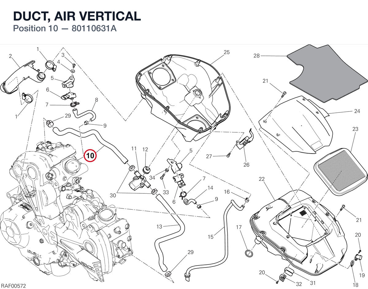 DUCT, AIR VERTICAL 80110631A diagram position
