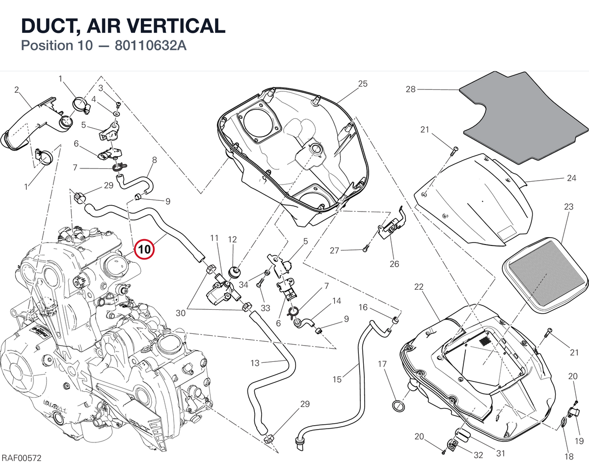 DUCT, AIR VERTICAL 80110632A diagram position